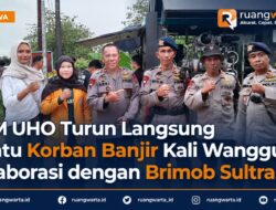 BEM UHO Turun Langsung Bantu Korban Banjir Kali Wanggu, Kolaborasi dengan Brimob Sultra