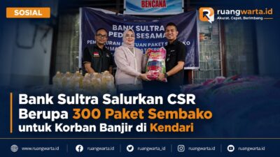 Bank Sultra Salurkan CSR Berupa 300 Paket Sembako untuk Korban Banjir di Kendari