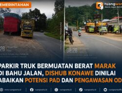 Parkir Truk Bermuatan Berat Marak di Bahu Jalan, Dishub Konawe Dinilai Abaikan Potensi PAD dan Pengawasan ODOL