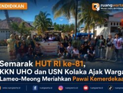 Semarak HUT RI ke-81, KKN UHO dan USN Kolaka Ajak Warga Lameo-Meong Meriahkan Pawai Kemerdekaan
